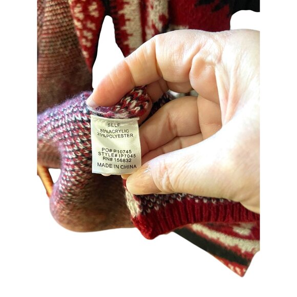 Bibi Southwestern Print Duster Cardigan Red Size XL - Picture 4 of 14